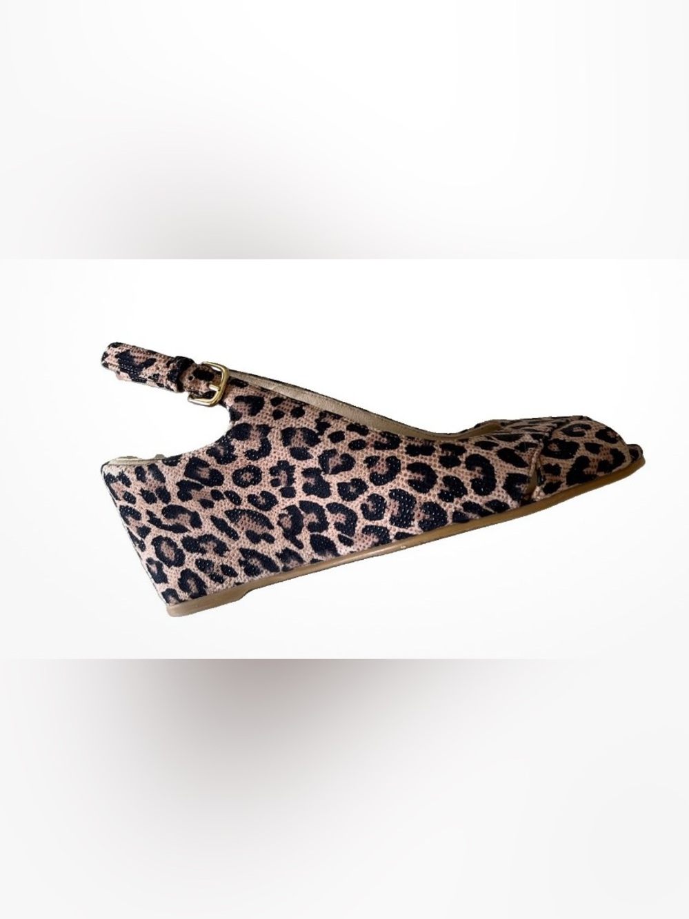 Stuart weitzman Leopard Print Wedge Slingback Sandals - Tan/Black